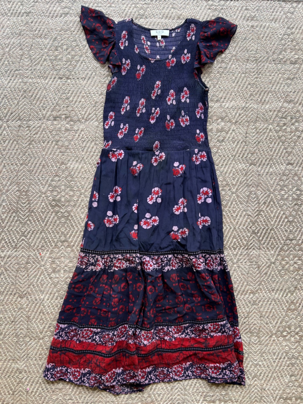 Sea New York Purple Floral Ruched Midi Maxi Dress Womens Size 8 - Picture 4 of 13